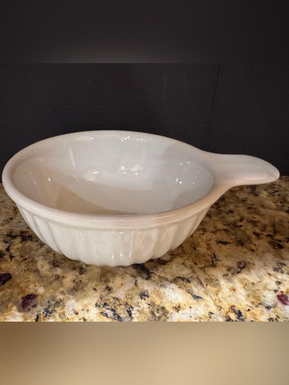 White 5” Ceramic with One Handle Baking & Serving Bowl